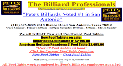 Desktop Screenshot of petesbilliards.com