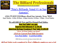 Tablet Screenshot of petesbilliards.com